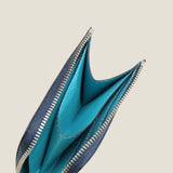 [フレンチカーフ] <br>ハーフLジップウォレット<br>color：ネイビー