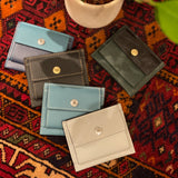 [French calf]<br>mini snap wallet<br>color: ice gray