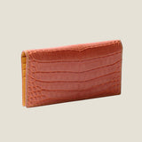 [カラークロコダイル]<br>ロングウォレット(小銭入れなし)<br>color：オレンジ<br>【ご予約受付中：お届け目安３ヶ月程】
