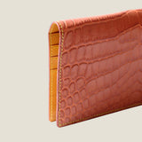 [カラークロコダイル]<br>ロングウォレット(小銭入れなし)<br>color：オレンジ<br>【ご予約受付中：お届け目安３ヶ月程】