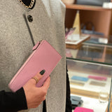 [French calf] <br>L zip long wallet<br>color: mauve pink