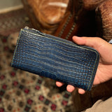 [Indigo dyed crocodile] <br>L zip long wallet<br>[Made to order]