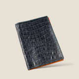 [Croc pattern leather] <br>B6 notebook cover<br>color: ink blue<br>[Made to order]