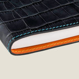 [Croc pattern leather] <br>B6 notebook cover<br>color: ink blue<br>[Made to order]