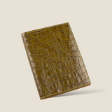 [Croc pattern leather] <br>B6 notebook cover<br>color: khaki<br>[Made to order]