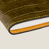 [Croc pattern leather] <br>B6 notebook cover<br>color: khaki<br>[Made to order]
