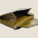 [Croc pattern leather] <br>mini snap wallet<br>color: khaki