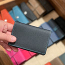 [French calf] <br>Through gachi card case<br>Color: Navy x Turquoise Stitch