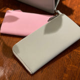 [French calf] <br>L zip long wallet<br>color: ice gray