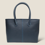 [フレンチカーフ] <br>ロワイヤルMトートバッグ<br>color：ネイビー×ターコイズステッチ×内装レッド<br>【８月下旬入荷予定】