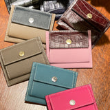 [Croc pattern x French calf] <br>mini snap wallet<br>color: dark brown x mauve pink