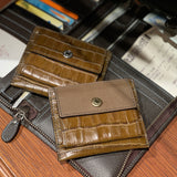 [French calf x crocodile pattern] <br>mini snap wallet<br>color: taupe x khaki