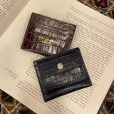 [Croc pattern leather] <br>mini snap wallet<br>color: navy