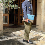 [French calf] <br>Combi clutch bag<br>color: Aqua blue x taupe<br>[Made to order]