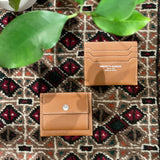 [French calf] <br>mini snap wallet<br>color: camel