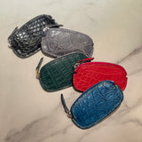 [カラークロコダイル]<br>スマートコインケース<br>color：レッド