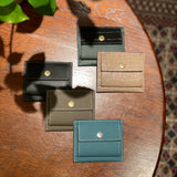 [Croc pattern x French calf] <br>mini snap wallet<br>color: black x dark green