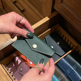 [French calf] <br>flap card case<br>color: dark green