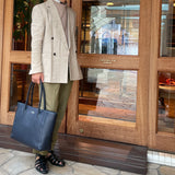 [シュリンクレザー]<br>トゥティトートバッグ<br>color：ネイビー