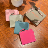 [French calf] <br>Half L zip wallet<br>color: Jean blue