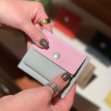 [French calf] <br>mini snap wallet<br>color: mauve pink x ice gray