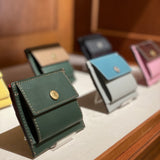 [French calf] <br>mini snap wallet<br>color: Jean blue x ice gray