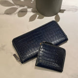 [Indigo dyed crocodile] <br>Half L zip wallet<br>[Made to order]