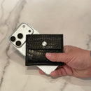 [Croco pattern leather] <br>Mini -snap wallet<br>color: Black