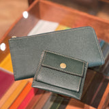 [French calf] <br>mini snap wallet<br>color: dark green