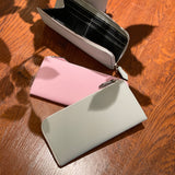 [French calf] <br>L zip long wallet<br>color: ice gray