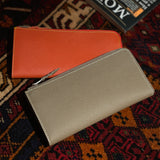 [French calf] <br>L zip long wallet<br>color: orange
