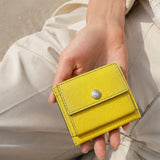 [French calf] <br>mini snap wallet<br>color: lemon yellow