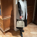 [Shrink leather] <br>round shoulders<br>color: taupe