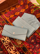 [French calf] <br>flap long wallet<br>color: Jean blue