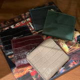 [French calf] <br>Half L zip wallet<br>color: dark green