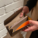 [French calf] <br>Flap long wallet<br>color: Tope