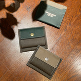 [French calf] <br>mini snap wallet<br>color: taupe x dark brown