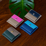 [French calf] <br>mini snap wallet<br>color: navy x taupe