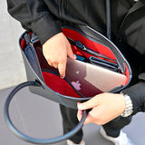 [フレンチカーフ] <br>ロワイヤルMトートバッグ<br>color：ネイビー×ターコイズステッチ×内装レッド<br>【８月下旬入荷予定】