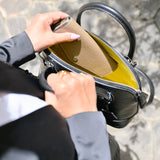 [Shrink leather] <br>round shoulders<br>color: black