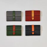 [Yamato] <br>Combi belt card case  <br>Color: Tartan green x Bordeaux