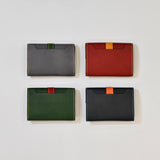 [Yamato] <br>Combi belt card case  <br>Color: Tartan green x Bordeaux