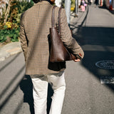 [French calf] <br>Royal M tote bag<br>color: dark brown