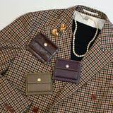 [Croc pattern leather] <br>mini snap wallet<br>color: dark brown