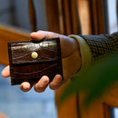 [Croco pattern leather] <br>Mini -snap wallet<br>color: Dark brown