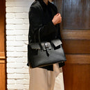 [シュリンクレザー×クロコパターンレザー]<br>ヴォヤージュMバッグ<br>color：ブラック<br>【５月下旬入荷予定】