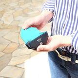 [French calf] <br>snap coin case<br>Color: Navy x Turquoise stitch<br>[Made to order]