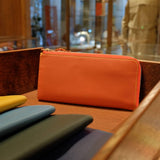 [French calf] <br>L zip long wallet<br>color: orange