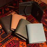 [French calf] <br>mini international wallet<br>color: Jean blue