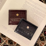 [Croc pattern leather] <br>mini snap wallet<br>color: navy